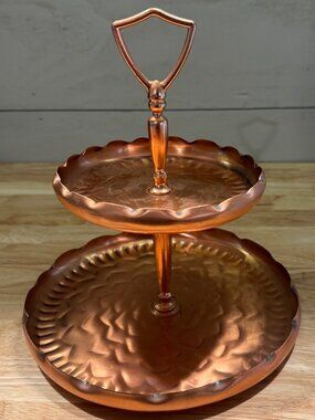 Vintage 70’s Solid Copper 2 Tier Tray Fountain by Gregorian, Jewelry, Candy.
